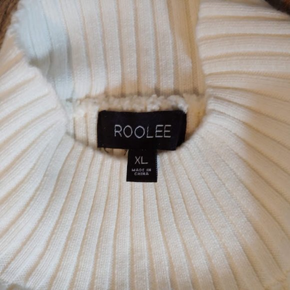 Roolee  long sleeve stretch knit sweater w cuffs/size XL /cream brown blue - Picture 5 of 5